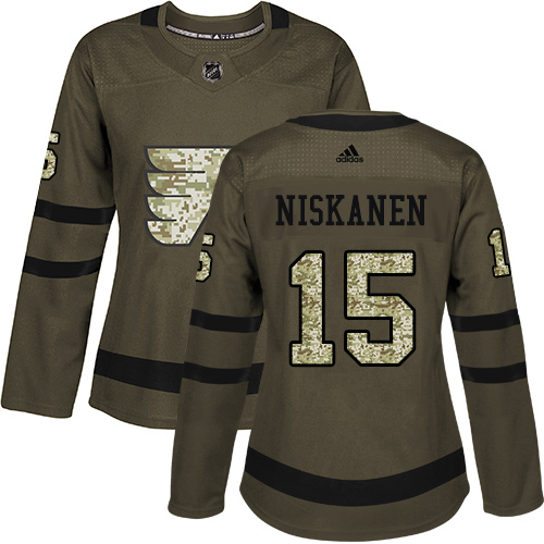 Adidas Flyers #15 Matt Niskanen Green Salute to Service Women's Stitched NHL Jersey